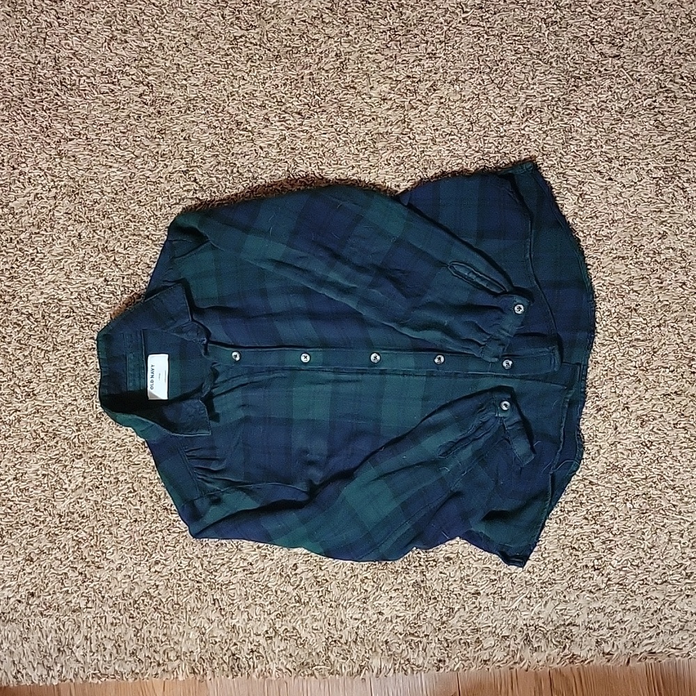 Old Navy Girls Plaid Button Down Top Large 10 12